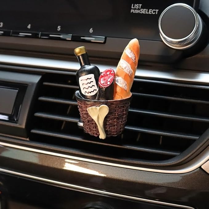 Simulation Food Design Car Air Vent Scented Clip, Creative Toaster-Shaped Car Air Freshener Decor, 3D Long-Lasting Car Fragrance Diffuser (Red Wine)
