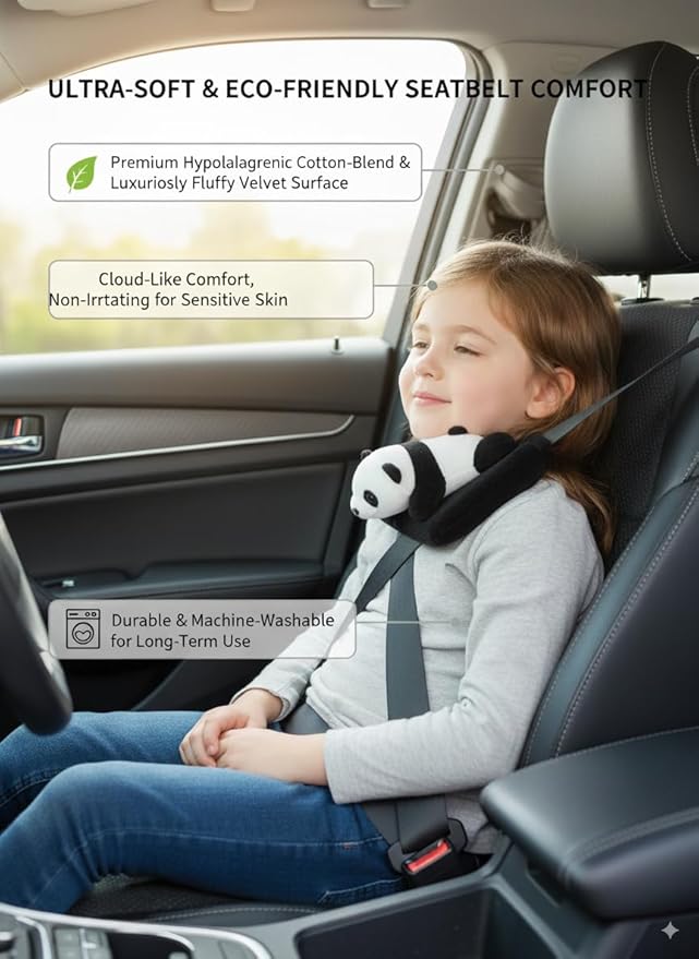 Seat Belt Cover Pad, Soft Seatbelt Cover for Shoulder Comfort, Universal Seatbelt Cushion for Kids and Adults-2 PCS