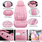 Front Seat Car Seat Covers Custom Fit for Ford Fusion 2007-2020 - Premium Faux Leather with Lumbar Support | Breathable, Waterproof, Anti-Slip, Durable (Pink,Front Seat)
