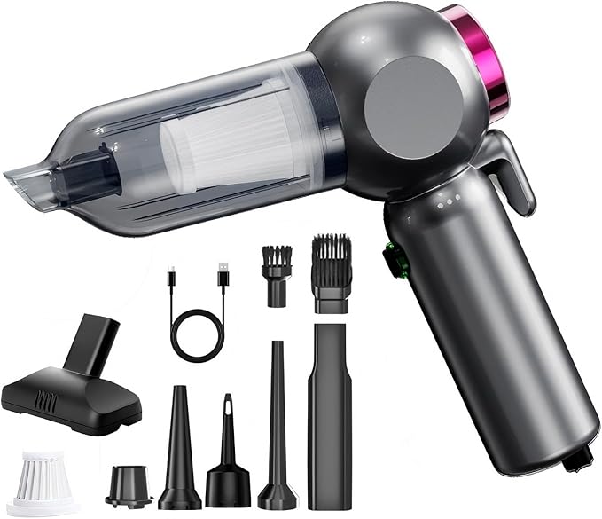 Car Vacuum，Handheld Car Vacuum Cleaner Cordless，20000Pa Vacuum Portable Cordless Powerful 120W Brushless Motor & 60 Min Runtime, 6-in-1 Portable (6000mAh Battery)