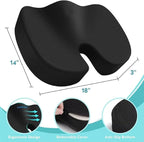 Seat Cushion – Memory Foam, Non-Slip Orthopedic Coccyx Support Pad for Office Chairs, Car Seats & Home, Ergonomic Tailbone, Sciatica & Lower Back Pain Relief