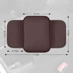 Car Center Console Cover, 11.6"×8.3" Leather Car Armrest Cushion Pad with 2 Storage Pockets, Comfortable Arm Rest Box Cover Mat for Most Vehicles, Universal Interior Accessories (Brown)