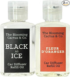 1 OZ Premium Car Diffuser Refill Oil – 2 Pack Long Lasting Fragrance Oil for Car, Home & Office | Compatible with Most Diffusers | Fresh, Pleasant Scent for Every Space (Black Ice + Fleur D'Oranger)