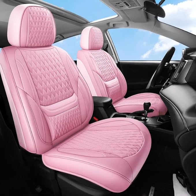 Front Seat Car Seat Covers Custom Fit for Buick Regal 2009-2020 - Premium Faux Leather with Lumbar Support | Breathable, Waterproof, Anti-Slip, Durable (Pink,Front Seat)