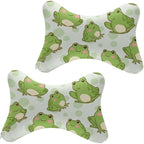 Car Pillow for Neck Pain Relief Support, Compatible with Cute Sitting Frog Memory Foam Car Neck Pillow for Car Seat with Adjustable Strap, 2 Pcs Car Headrest Pillow for Ergonomic Design