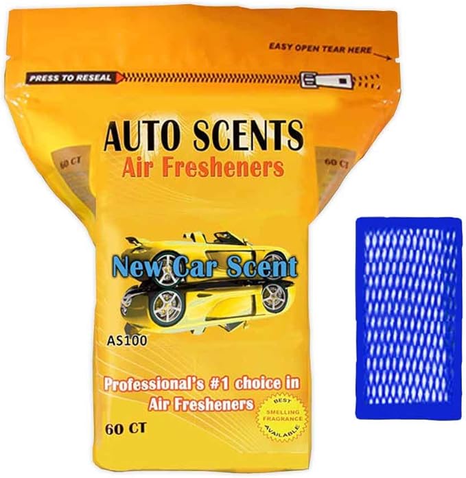 Professional New Car Scent Air Freshener Pads – Long-Lasting Odor Eliminators for Cars, Homes, and Offices – 60 Heavy-Duty Pads for Musty Smells