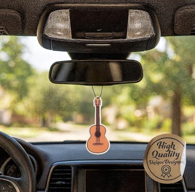 Fresh Fresheners Cute Funny Car Air Fresheners 4-pack Scented With Premium Oils (Guitar)