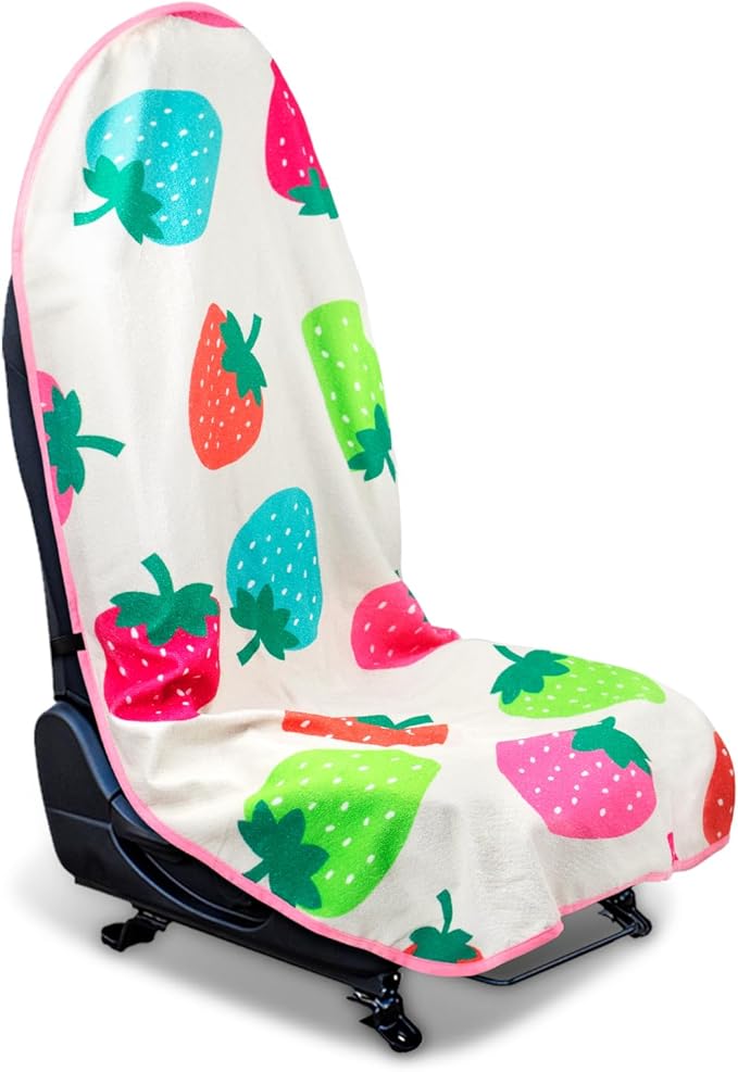 Waterproof Sweating Car Seat Cover for Post Gym Workout, Running, Swimming, Beach and Hiking, Universal Fit Non-Slip Bucket Seat Protector for Cars SUV Trucks, Machine Washable (Fruit)