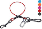 VIVAGLORY Dog Seat Belt Tuffbelt Dog Car Harness, Seatbelt with Clip & Hook for Car Travel, Chew Proof Anti Chew Unchewable Metal Safety Tether Restraint, XS, Red