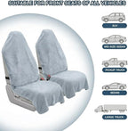 Car Seat Towel Cover, 2pcs Universal Front Seat Protector for Cars, SUVs and Trucks, Sweat Towel Car Seat Cover for Gym, Yoga, Swimming, Pets and Family Travel, Light Gray