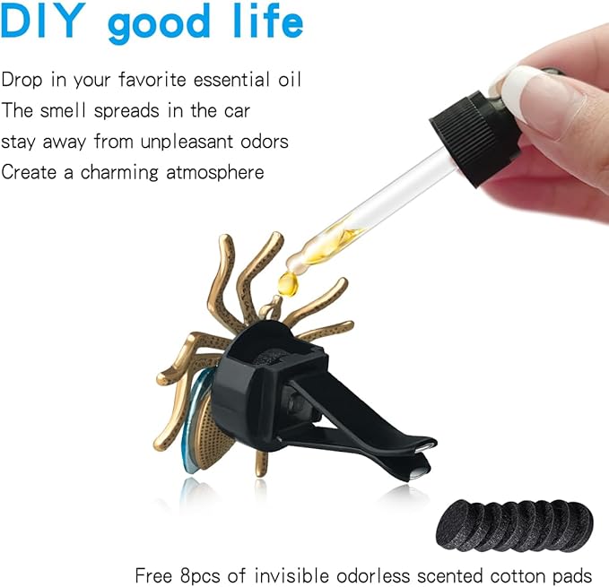 2 Pack Spiders Car Vent Clips Air Freshener Rhinestones Bling Aesthetic Car Vent Accessories Dash Blue Cool Goth Car Accessories