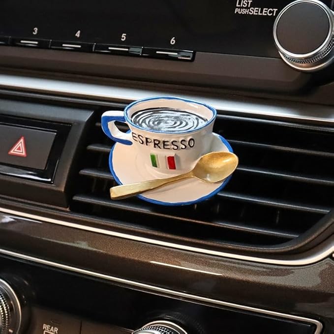 Simulation Food Design Car Air Vent Scented Clip, Creative Toaster-Shaped Car Air Freshener Decor, 3D Long-Lasting Car Fragrance Diffuser (Coffee Cup)