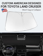 Proadsy Windshield Sun Shade for 2024 2025 2026 Toyota Land Cruiser SUV Foldable Front Custom Fit Sunshade Protector Blocks UV Rays Keep Car Cooler