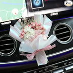 Small Bouquet Car Air Freshener Vent Clips, Mini Dried Flower Bouquet,Cute Vehicle Interior Decorations Universal for Truck SUV Dashboard,Interior Accessories (L, 1set)