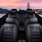 Car Seat Cover 7 Seats for Hyundai Palisade 2020-2025, Durable Wear Resistant Waterproof Sport Seat Covers, Breathable No Odor Premium Leather Vehicle Seat Covers.(Standard,Black Red)