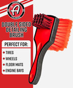 Adam's Polishes Double Sided Car Detailing Brush Wheel Brush & Tire Brush for Wheel Cleaning | Soft, Durable Chemical Resistant Bristles Against The Harshest Wheel & Tire Cleaner