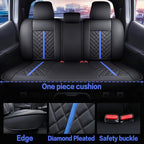 Tomatoman Tacoma Rear Seat Covers 2005-2024 2025 2026 TRD Sport Offroad Limited SR5 V6 Crew Double Extended Cab Truck Back Car Cushions with Waterproof Faux Leather (Rear Seat/Black-Blue)