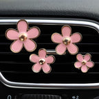 4PCS Daisy Flower Air Vent Clip Air Conditioning Outlet Clip Car Air Freshener Clip Car Interior Decor Charm Colorful Car Interior Accessories for Girls Women (Pink)