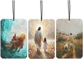 Jesus Car Air Freshener Hanging Christian Car Accessories Interior 3Pcs, Spiritual Jesus Sheep Girl Cars Mirror Decor Church Religious Faith Cars freshies Decoration for Women Girls (Vanilla)