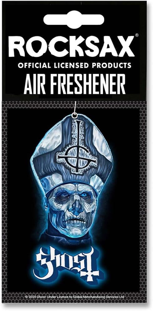 Rocksax Ghost Papa Blue Hanging Air Freshener – Long-Lasting Vanilla Car Air Freshener for Home & Office – Double-Sided Print Rock Band Memorabilia Car Fresheners