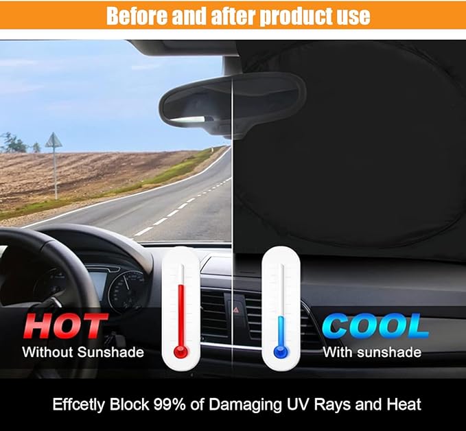 American Flag Car Windshield Sun Shade, Foldable Car Front Window Sunshade for Car SUV Truck, Auto Interior Sun Protection Cover, Blocks UV Rays & Keeps Your Vehicle Cool (USA Original Flag, Large)