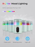 Battery Operated Waterless Diffuser – Portable Scent Machine for Car, Office & Bedroom, Ultrasonic Aroma Mist with 9 Color LED Light, Mini Essential Oil Diffuser Light Cyan