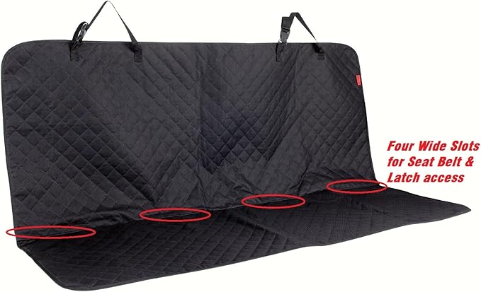Waterproof Dog Car Seat Cover for Back Seat, Non-Slip & Universal Fit for SUV, Car, Truck with 4 Safety Belt Openings for Secure Travel