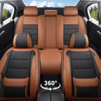 Car Seat Covers Custom Fit for Chevrolet/Chevy Volt 2010-2019 , Premium Faux Leather Waterproof Car Seat Protectors with Lumbar Support, Breathable Anti-Slip Easy to install(Black&Brown,Full set)