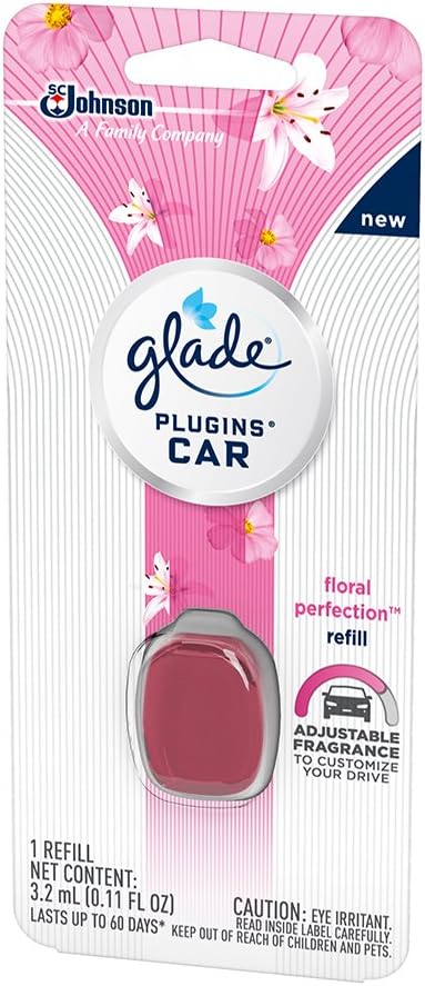 Glade Plugins Car Air Freshener Refill, Floral Perfection, 0.11 Fl. Oz