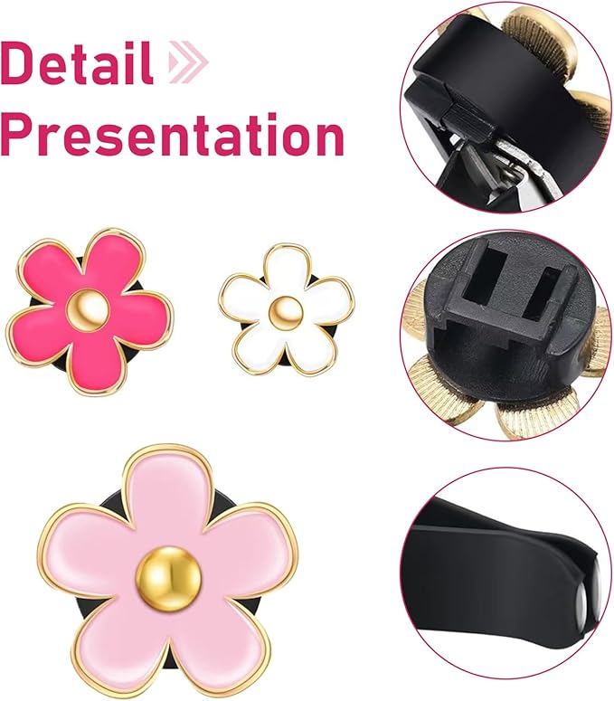 6PCS Car Air Vent Clips, Colorful Daisy Flower Auto Air Conditioning Outlet Clip, Cute Car Clip Interior Air Vent Decoration, Universal Girly Cars Interior Accessory for Women(Red Pink White)