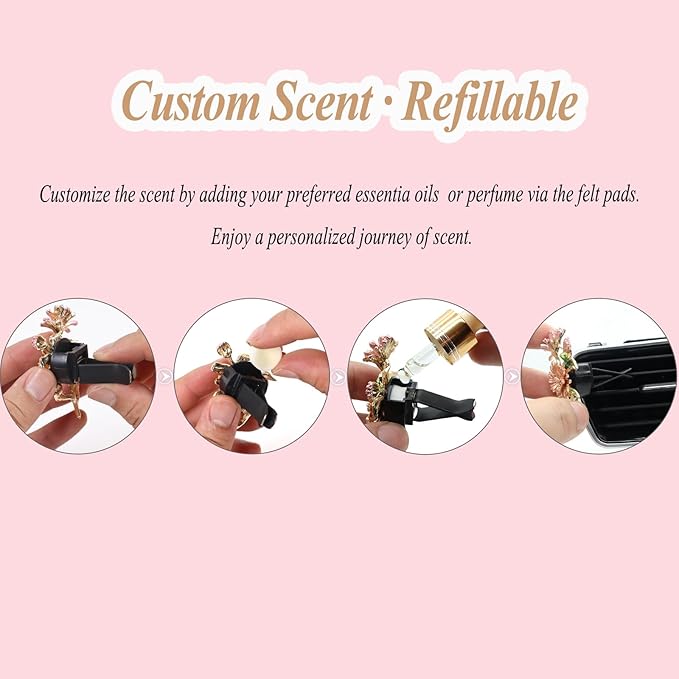 6pcs Daisy Flower Air Vent Clips Car Air Fresheners White Orange Cute Daisy Car Decor Girly Car Accessories for Women Sparkle 3.3cm/3cm/2.5cm Flower Car Vent Clips Refillable Car Diffuser