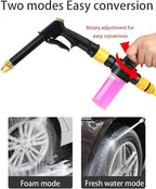 98ft Household Car Wash Water Gun, Garden Hose, Car Wash Hose Kit with Extended Reach Pole Gun, 3 Quick-Connect Fittings & Foam Sprayer Bottles for Outdoor Cleaning, Lawn Care, and Vehicle Washing