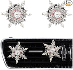 2pcs Snowflake Air Vent Clips Car Air Freshener Outlet Clips Cute Rotatable Silver Snowflake Car Vent Decorations Stress Relief Car Accessories Toy Refillable Car Diffusers Princess Passenger