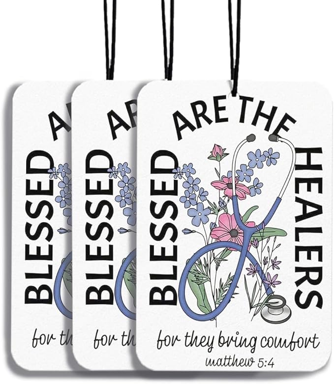 Blessed are the healers Car Air Freshener Hanging 3Pcs, Doctor Nurse Car Accessories Interior, Matthew 5:4 Car Freshie Rearview Mirror, Doctor Nurse Gifts for Car Freshie for Women Girls(Lavender)