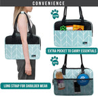 PetAmi Dog Purse Carrier for Small Dogs, Airline Approved Soft Sided Pet Carrier with Pockets, Ventilated Dog Carrying Bag for Puppy Cat, Dog Travel Supplies Bag, Sherpa Bed, Max 12 lbs, Chevron Teal