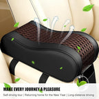 Car Armrest Cushion, Soft Memory Foam Leather Vehicle Armrest Pillow with Storage Bag, Multifunctional Automotive Interior Center Console Arm Rest Pad, Universal for Most Vehicles (Coffee)