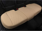 Black Panther Luxury PU Leather Rear Bench Car Seat Cover Adjustable Length (49-55'') Fits 90% Standard 5 Seats (Sedan SUV), for Seat Bottom Only, Triangle Quilting Design, Beige