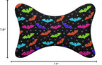 Car Neck Support Pillow 2 Pcs for Neck Pain Relief, Compatible with Halloween Cool Bats Bone Shape Headrest Pillow for Car Seat with Soft Memory Foam