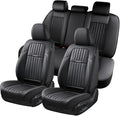 Coverado Car Seat Covers Full Set, Seat Covers for Cars, Black Car Seat Cover, Car Seat Protector, Nappa Leather Car Seat Cushion, Waterproof Car Seat Covers Front Seats and Back Fit for Most Cars