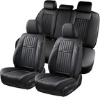 Coverado Car Seat Covers Full Set, Seat Covers for Cars, Black Car Seat Cover, Car Seat Protector, Nappa Leather Car Seat Cushion, Waterproof Car Seat Covers Front Seats and Back Fit for Most Cars