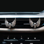 Goth Car Accessories,2pcs Bling Angel Wings Skull Car Air Fresheners Vent Clips,Silver Spooky Skeleton Decor for Teens,Horror Dashboard Decorations,Refillable Diffusers