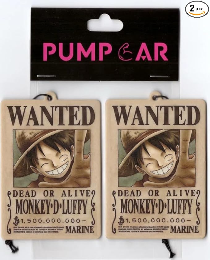 PumpCar 2 pieces Wanted Luffy double-sided hanging Japanese anime cherry-scented One Piece car air freshener for rearview mirror Car Interior Accessories Household Gifts Cool Household Gifts