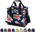 Iknoe Large Cooler Bag Collapsible 24 Can Insulated Leakproof Lunch Cooler Tote with Multi-Pockets for Adult Insulated Thermal Bag for Beach, Picnic, Office Work (Flower)