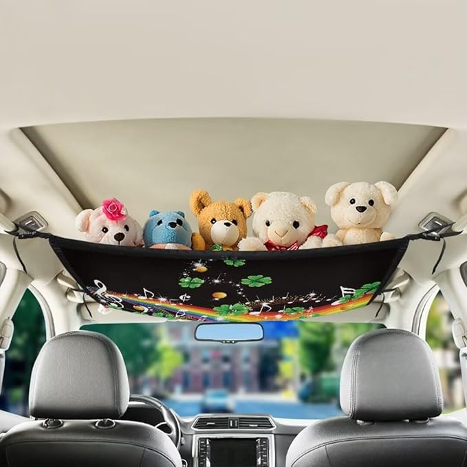 Rainbow Grass Car Roof Storage Bag Car Storage Bag Organizer Multi-Purpose Car Bag Storage Box Organizer Pouch Pocket Large Capacity Storage for Small Items