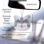 Cute CAT CAR AIR FRESHENER - Cute Cat Design, Long-Lasting Scent, Portion of Proceeds Benefit Paws Chicago (Rose - Pack of 3)