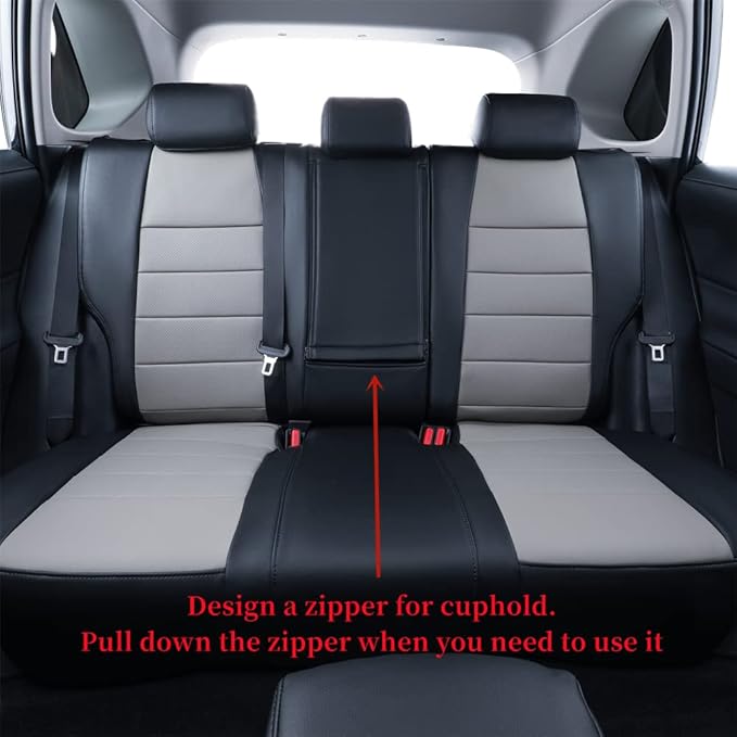coverdream Custom Fit Seat Covers for Toyota RAV4 Limited,XLE,SE,Platinum,Adventure 2013 2014 2015 2016 2017 2018,Full Coverage Leather Seat Protector (Full Set,Black/Gray)