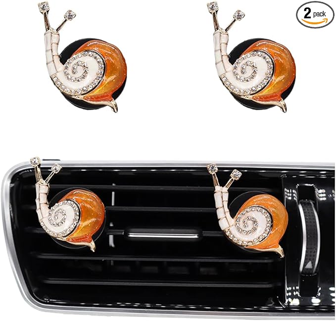 Snail Car Decor,2pcs Orange Snail Car Air Freshener Vent Clips,Cute Interior Accessories for Women Teens New Driver,Refillable Aesthetic Diffuser
