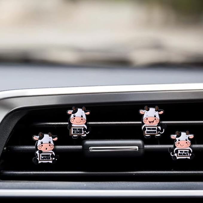 Cow Car Vent Clips Set, Cow Air Freshener Car Accessories for Women, Cows Dashboard Accessory, Farmhouse Cars Air Freshener Vent Clip, Gift for Cows Lovers