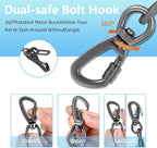 Dog Car Seat Belt - 3-in-1 Heavy Duty Safety Harness with Locking Carabiner, Universal Buckle Adapter, Chew-Proof Steel Rope (Black, 16in/40cm)
