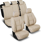Coverland Custom Fit Car Seat Covers for SUV Compatible with [QX4, Endeavor, Bravada] PPremium Car Seat Cover Water Resistant Leather Non-Slip Interior Protectorr [Full Set Beige - Size Chart X66]